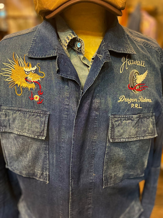 Giacca camicia indaco Ralph Lauren vintage