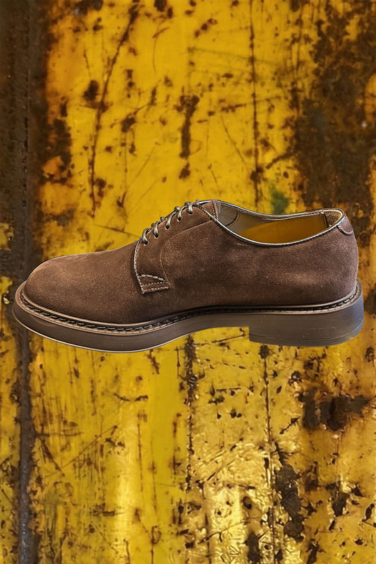 Doucal's Stringata in suede marrone "terre"