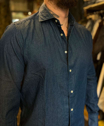 Camicia in cotone effetto denim