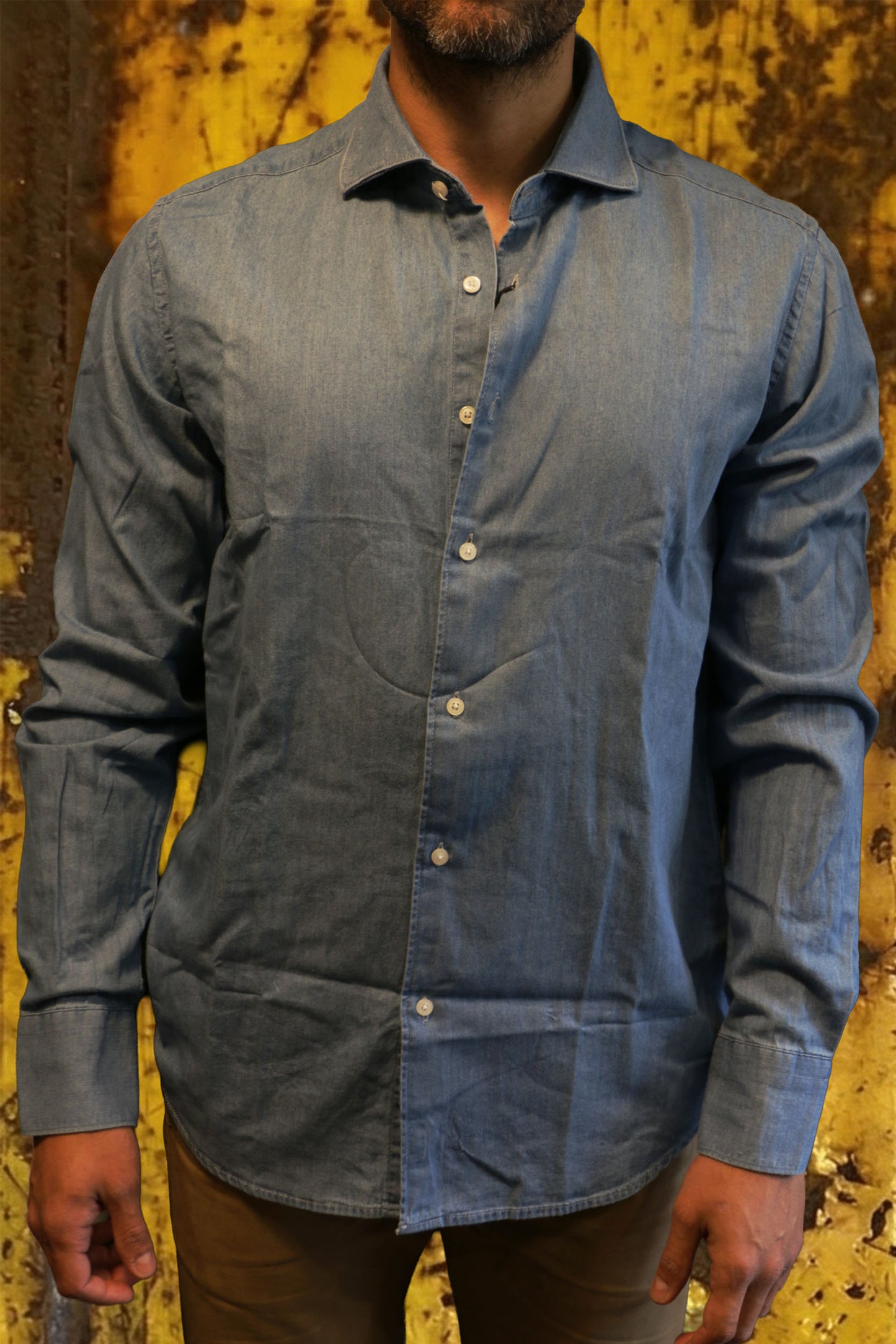 Camicia in cotone effetto denim