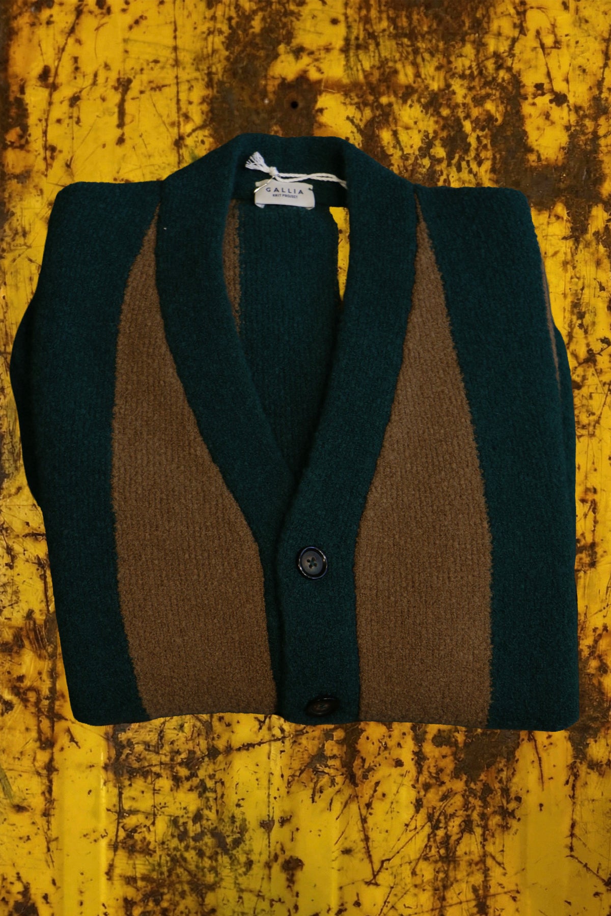 Gallia cardigan verde e beige