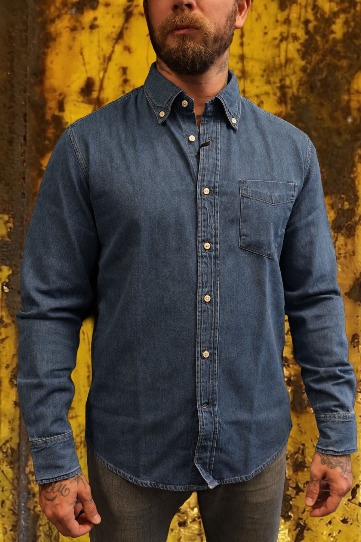 Camicia denim con tasca