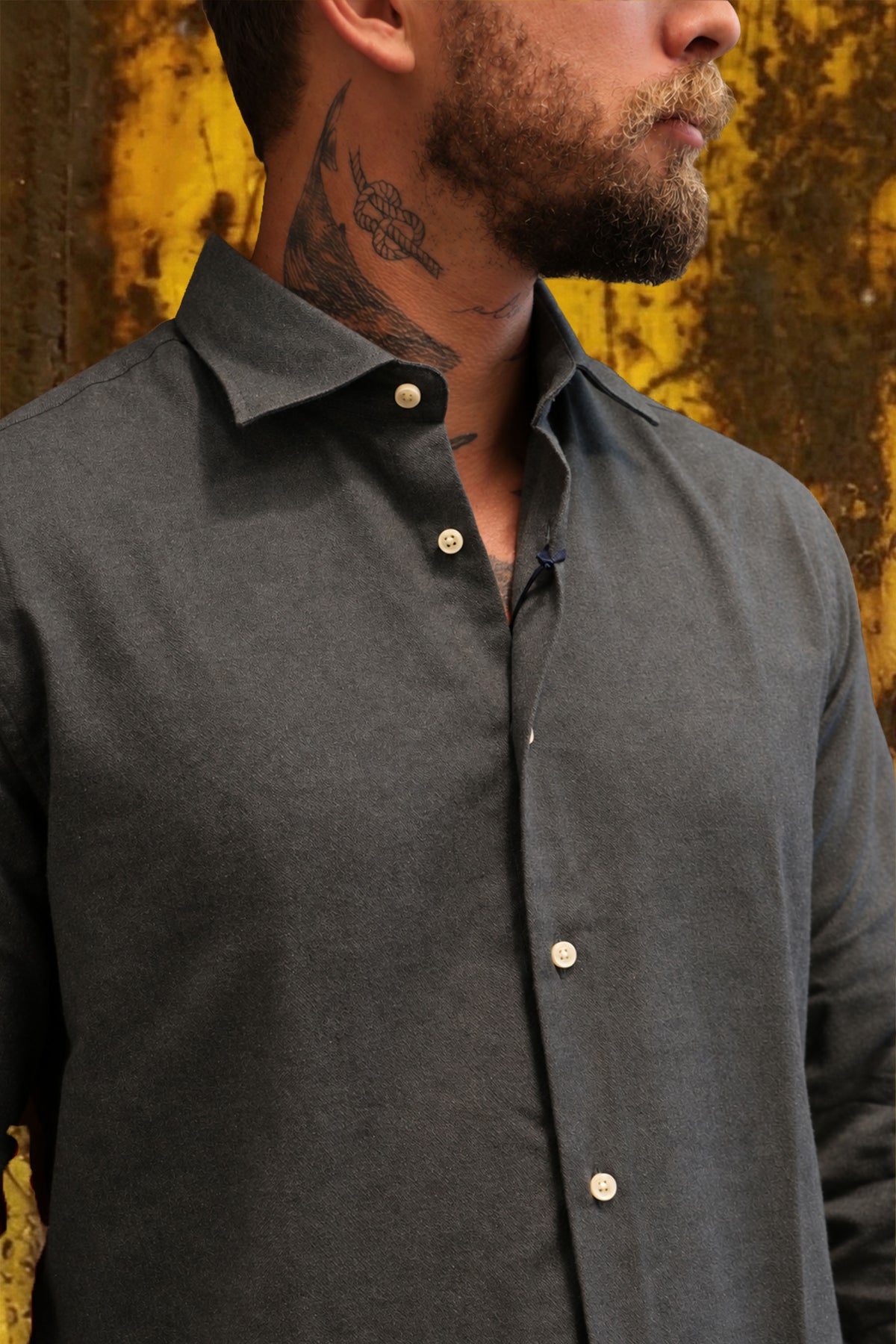 Deperlu camicia grigia e verde