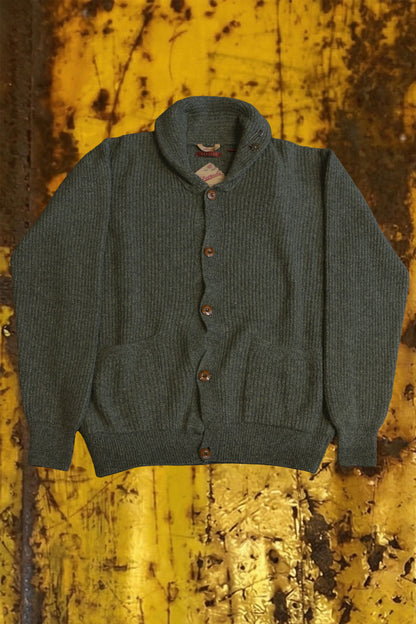 Tela cruda cardigan blu e verde